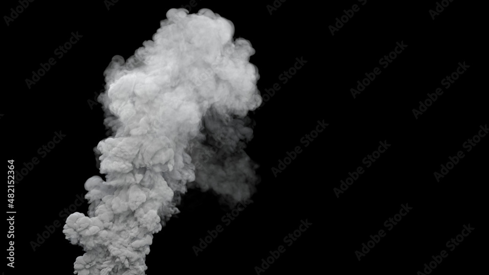 grey pollution smoke emission from nuclear power plant on black, isolated - industrial 3D rendering grey pollution smoke emission from nuclear power plant on black, isolated - industrial 3D rendering