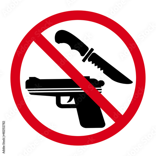 No weapons sign, security vector icon isolated on a white background
