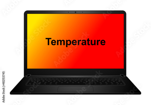 The laptop computer have message temperature