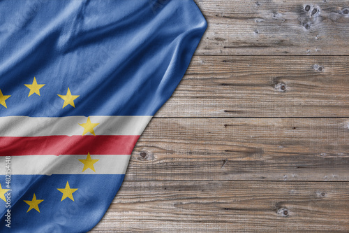 Wooden pattern old nature table board with Cape Verde flag