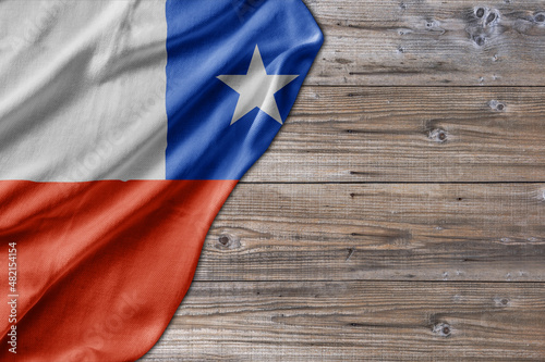 Wooden pattern old nature table board with Chile flag
