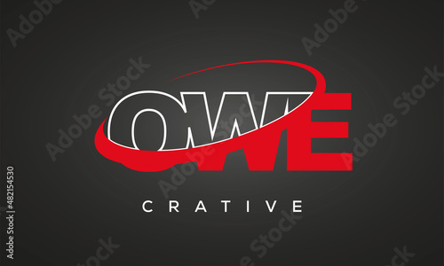OWE creative letters logo with 360 symbol Logo design