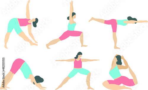Yoga women isolated on white background, vector elements