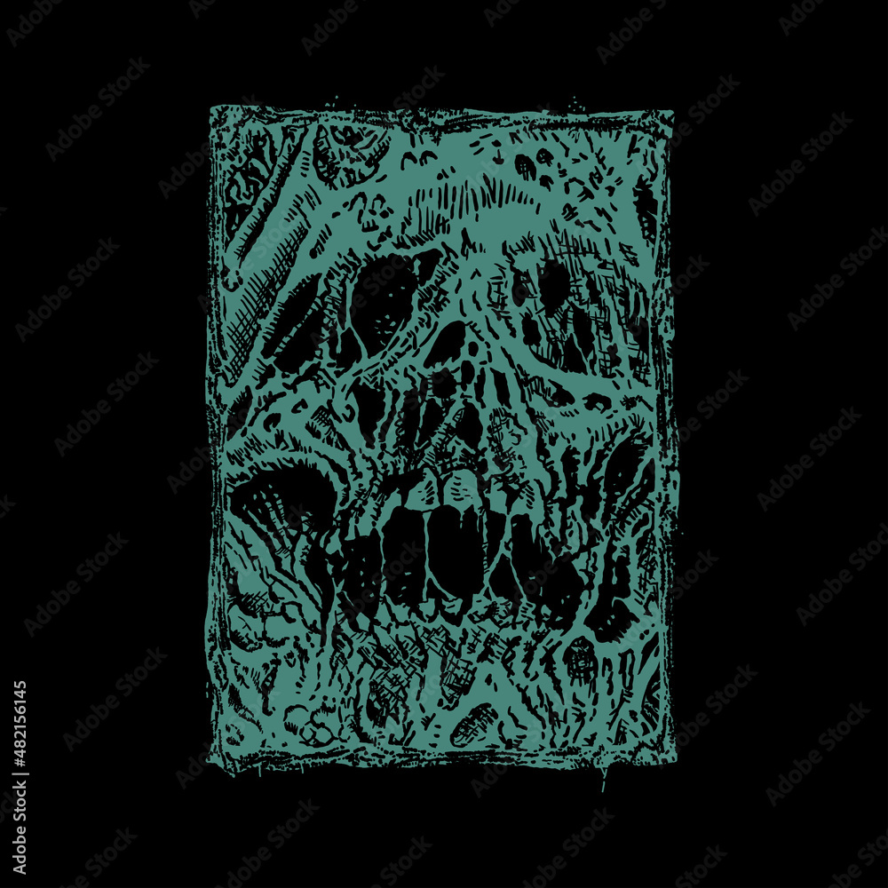 Skull face horror illustration vector art t-shirt design