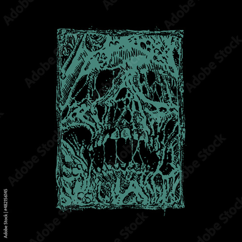 Skull face horror illustration vector art t-shirt design