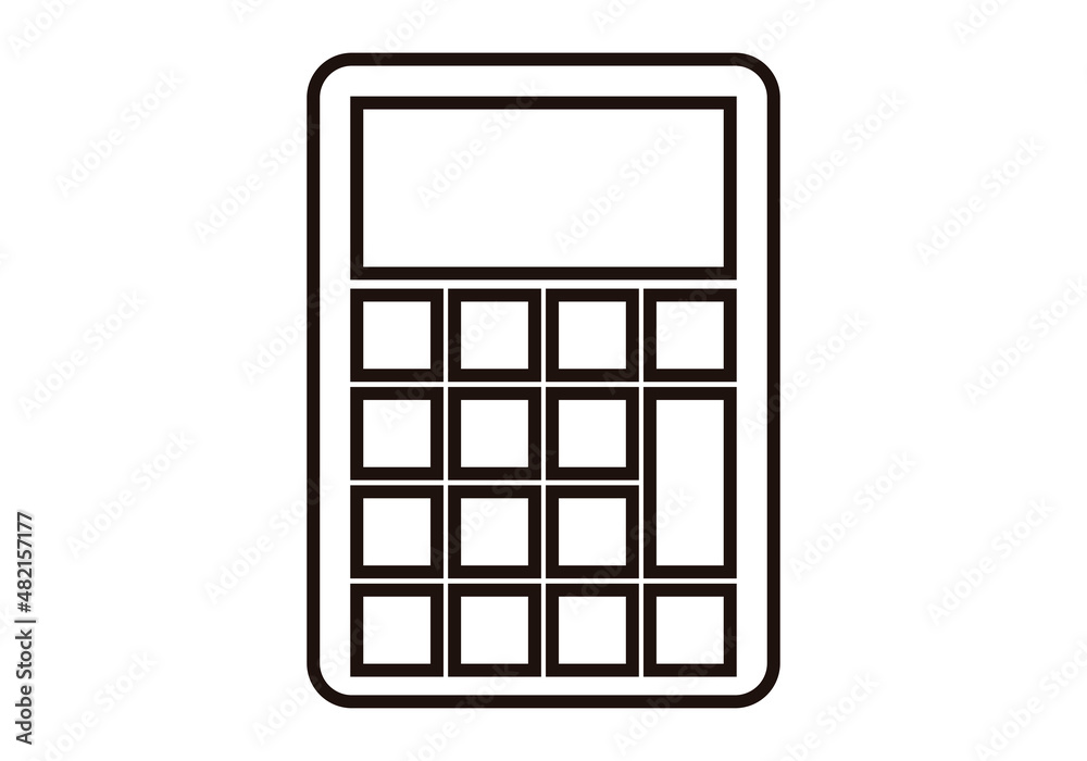 Icono negro de calculadora en fondo blanco. Icono negro de calculadora en fondo blanco.
