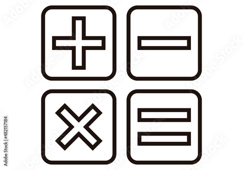 Icono de suma, resta, multiplicación e igual. 
