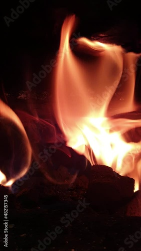 flames, fire in the hearth, burning coals