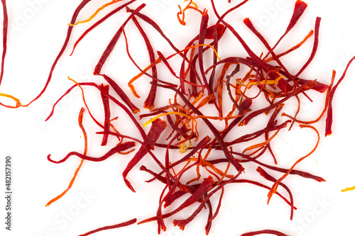 Dried saffron spice isolated