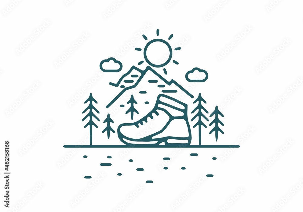 Obraz premium Line art illustration of outdoor shoes