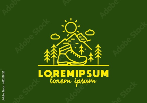 Line art illustration of outdoor shoes