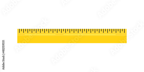 Plastic ruler measure instrument icon isolated on a white background. Color school measuring ruler in centimeters scale. Vector flat design illustration