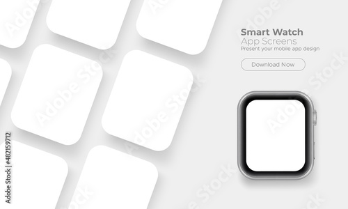 Smart Watch with Blank App Screens. Mockup for Showcasing Your Mobile Apps Interfaces. Vector Illustration
