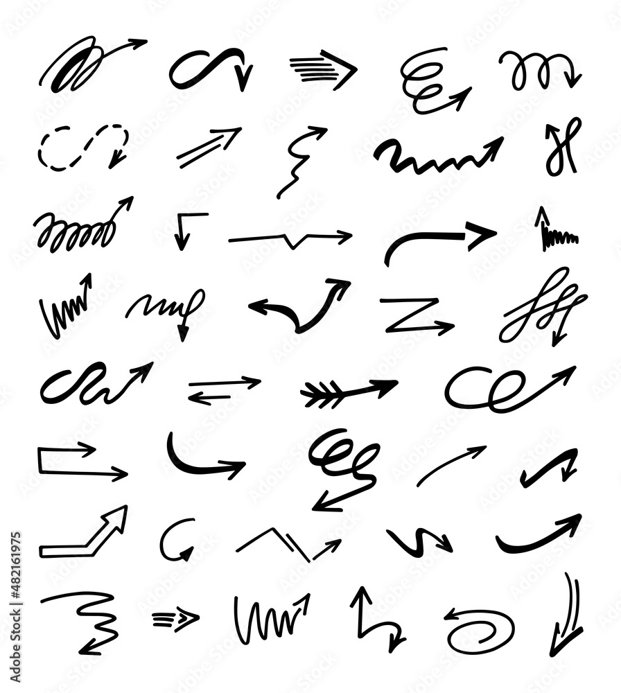 Vector set of hand-drawn arrows, elements for presentation Vector set of hand-drawn arrows, elements for presentation