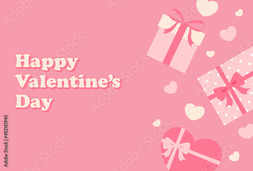 vector background with hearts and gift boxes for Valentine's day banners, greeting cards, flyers, social media wallpapers, etc. © mar_mite_