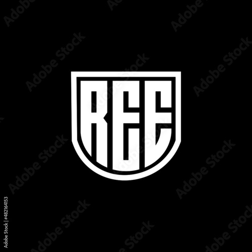 REE letter logo design with black background in illustrator, vector logo modern alphabet font overlap style. calligraphy designs for logo, Poster, Invitation, etc.