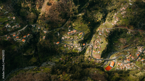 Scenic Small Town in a Green Valley, Curral das Freiras, Madeira Island, Portugal