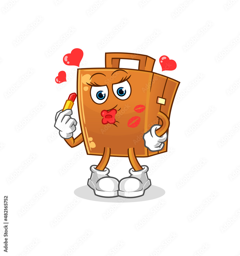 suitcase make up mascot. cartoon vector