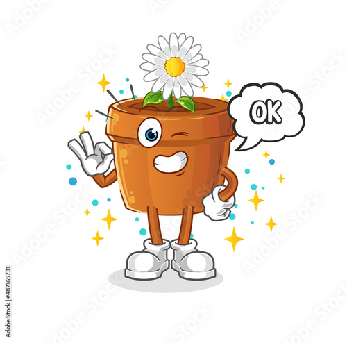 flower pot agree mascot. cartoon vector