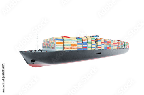Obraz na plátně Huge ship with containers isolate on white background
