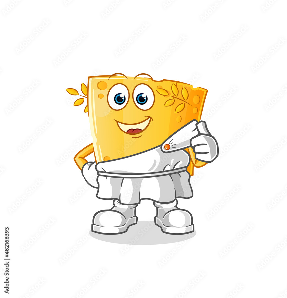 cheese with greek clothing. cartoon mascot vector