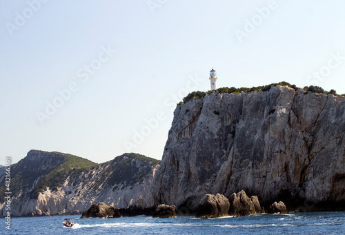 LIGHTHOUSE ON RT DUKATO IN LOEGKADI, GREECE  photo