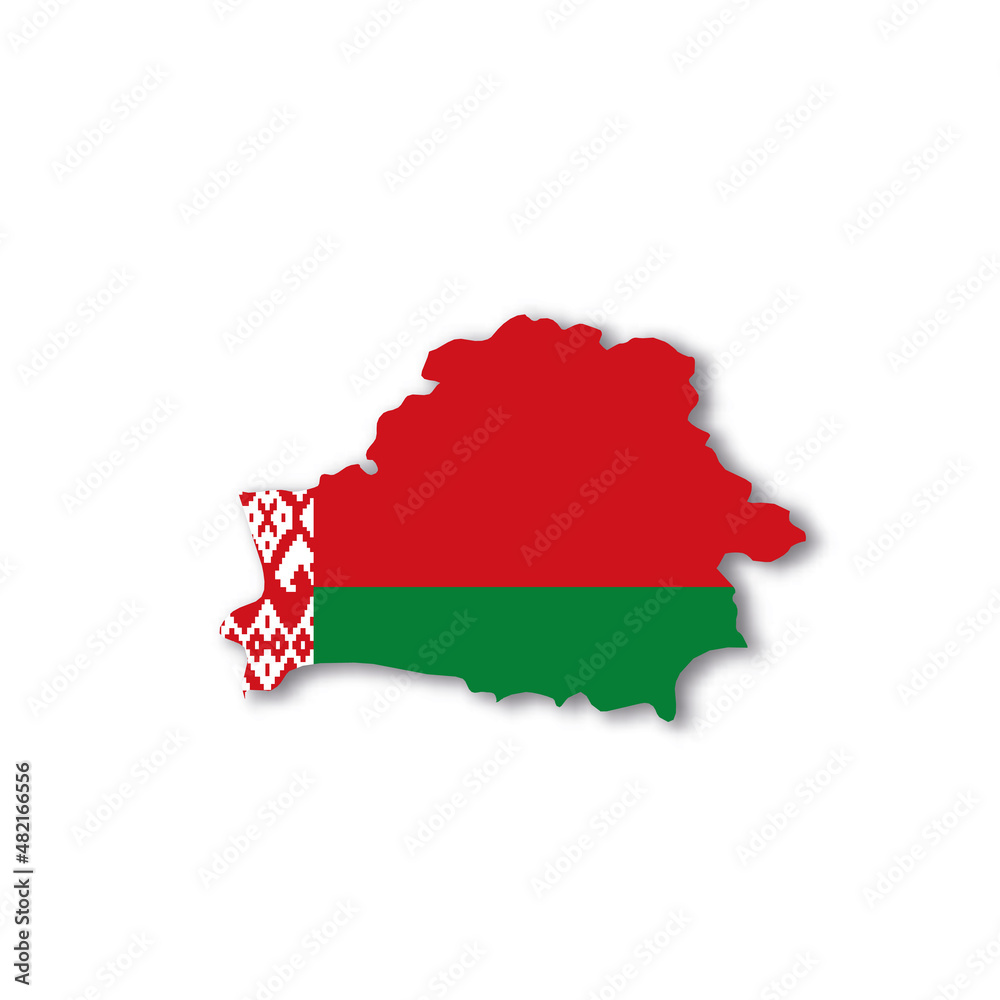 Belarus national flag in a shape of country map Belarus national flag in a shape of country map