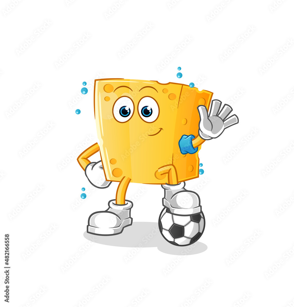 cheese playing soccer illustration. character vector cheese playing soccer illustration. character vector