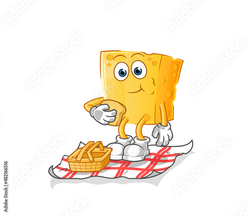 cheese on a picnic cartoon. cartoon mascot vector