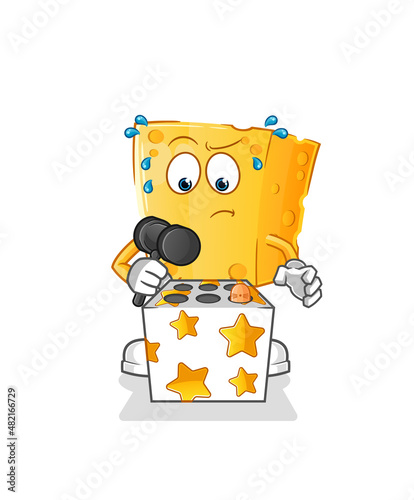cheese play whack a mole mascot. cartoon vector