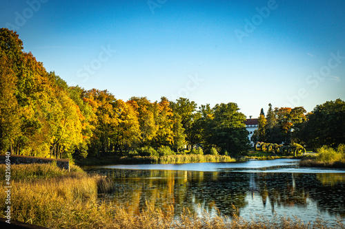 autumn landscape with lake in lithuania, baltic countries, baltics, europe