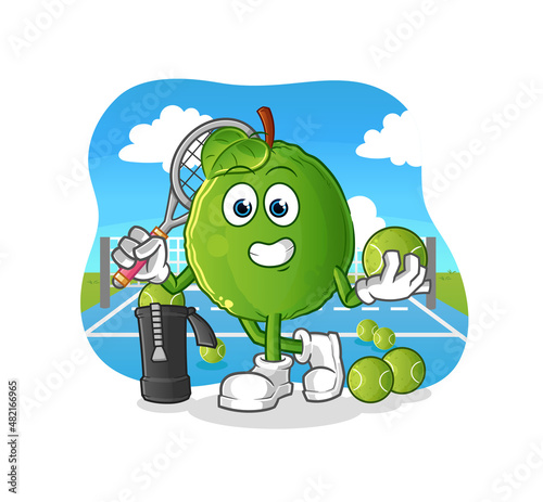 guava plays tennis illustration. character vector