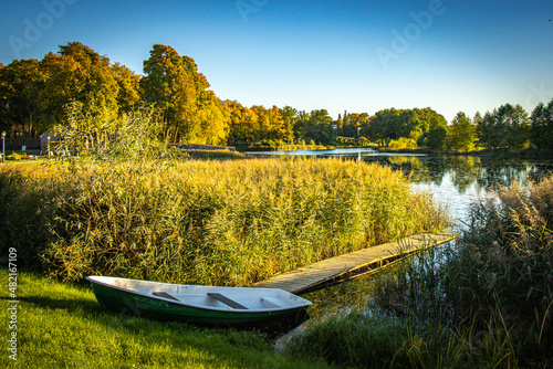 boat on the lake, lithuania, autumn, baltic countries, baltics, europe photo