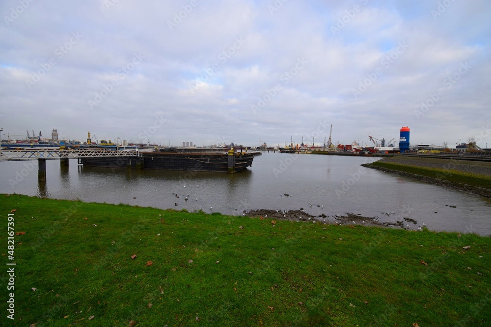 Moorings in the industrial port of Rotterdam Moorings in the industrial port of Rotterdam