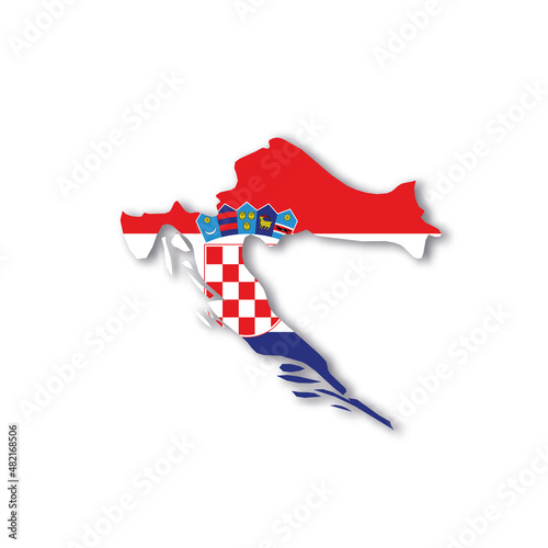 Croatia national flag in a shape of country map
