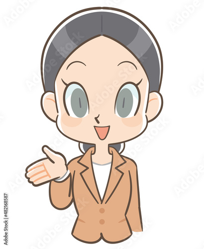 案内するスーツ姿の女性