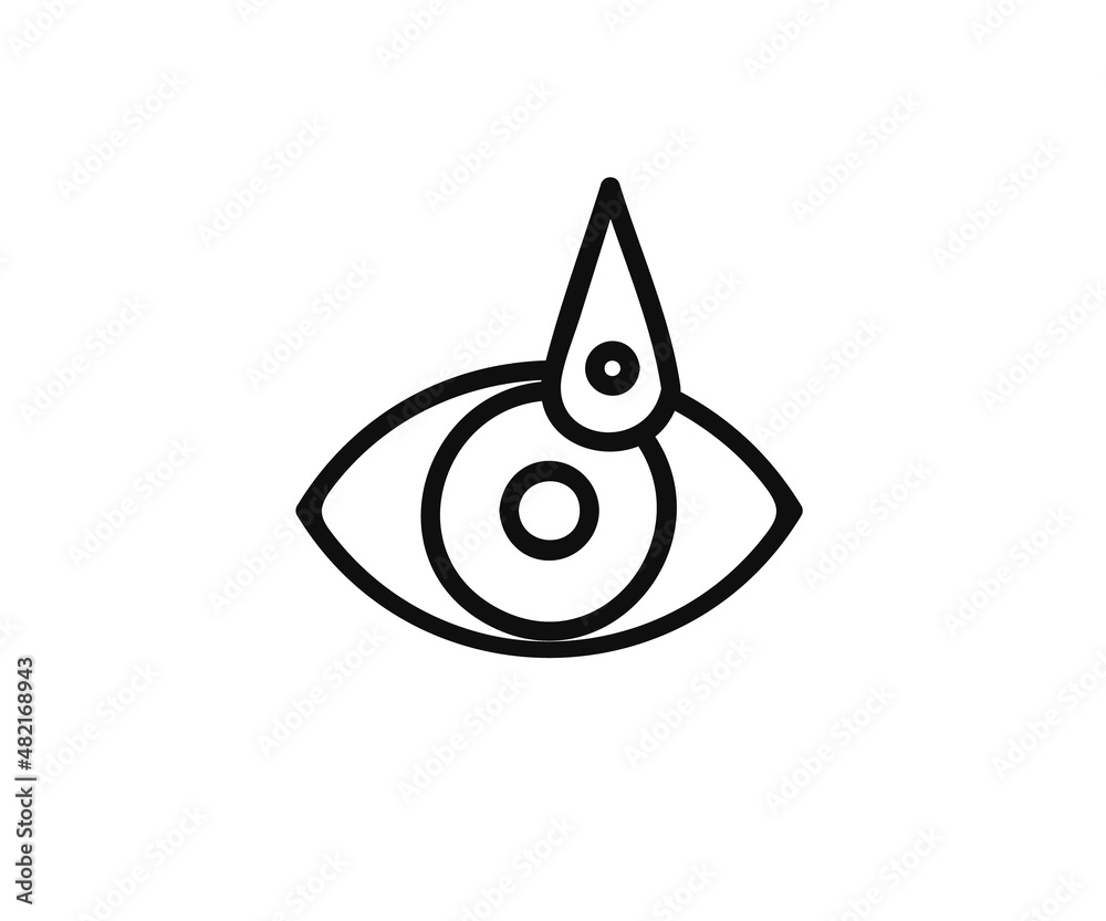 Human eye and eye drops. Symbol. Vector illustration. Human eye and eye drops. Symbol. Vector illustration.