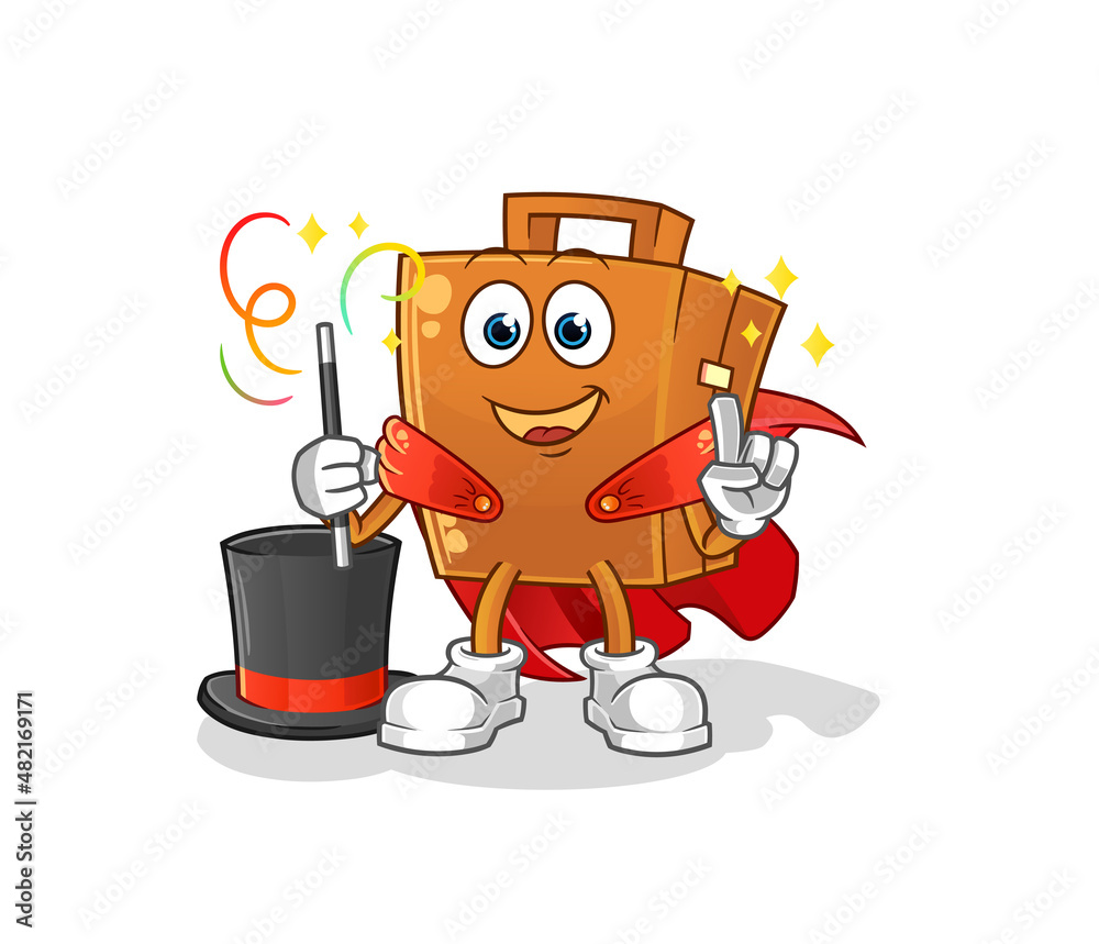 suitcase magician illustration. character vector suitcase magician illustration. character vector