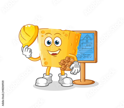 cheese Architect illustration. character vector