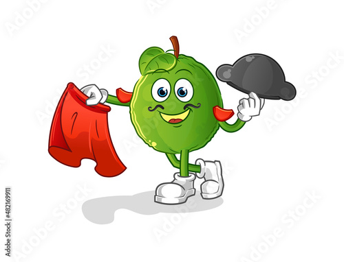 guava matador with red cloth illustration. character vector