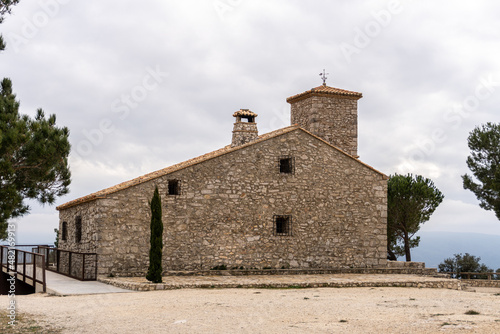 Rear part of the hermitage of Sant Esteve  in Ontinyent  Valencia  Spain  on a cloudy morning.-