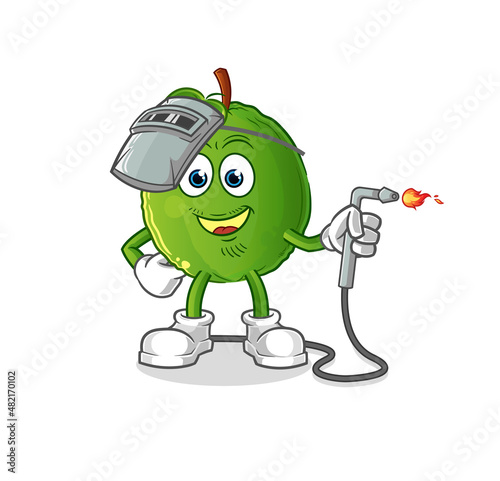 guava welder mascot. cartoon vector