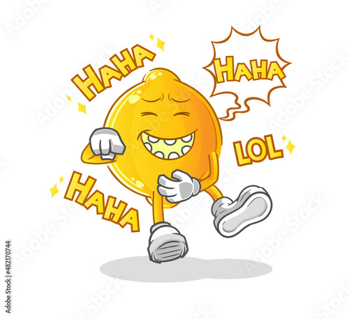 lemon Laugh Out Loud character. cartoon mascot vector