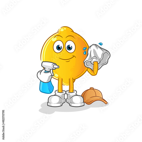 lemon cleaner vector. cartoon character