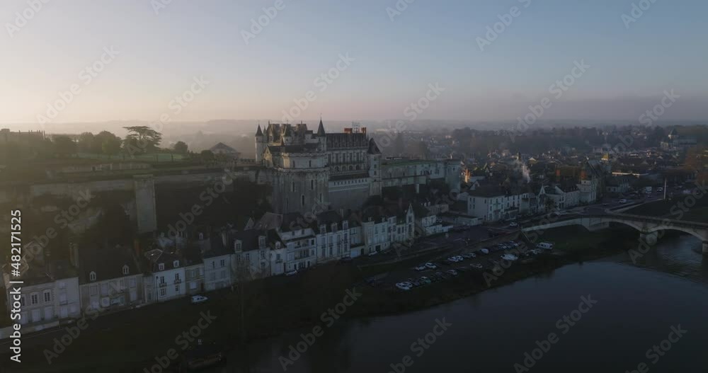 Aerial shot of the castle of Amboise over the french Loire Valley. It is one of the most beautiful piece of architecture from France and, for the reason, thousands of people visit it every year. Aerial shot of the castle of Amboise over the french Loire Valley. It is one of the most beautiful piece of architecture from France and, for the reason, thousands of people visit it every year.