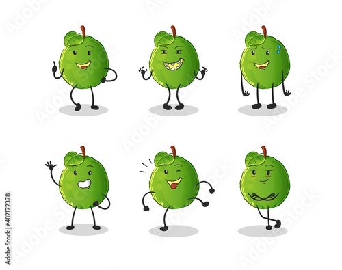 guava happy set character. cartoon mascot vector