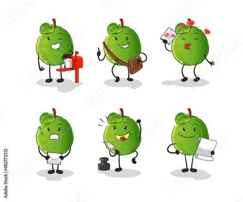 guava postman set character. cartoon mascot vector