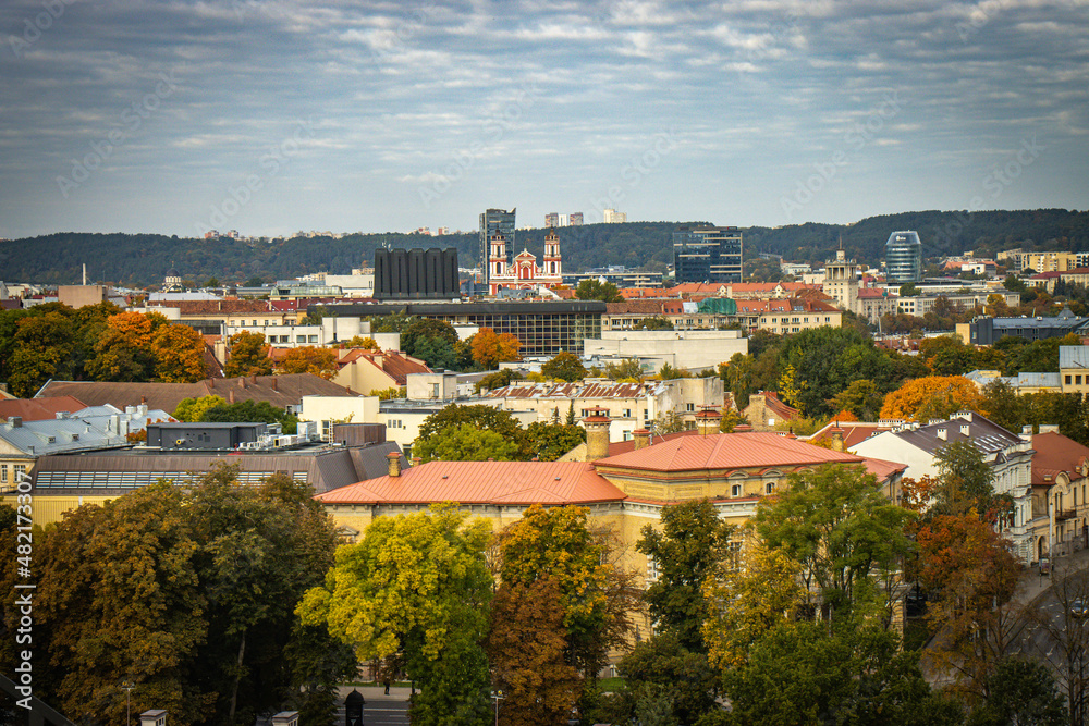 view from above, vilnius, lithuania, baltic countries, baltics, europe, autumn
