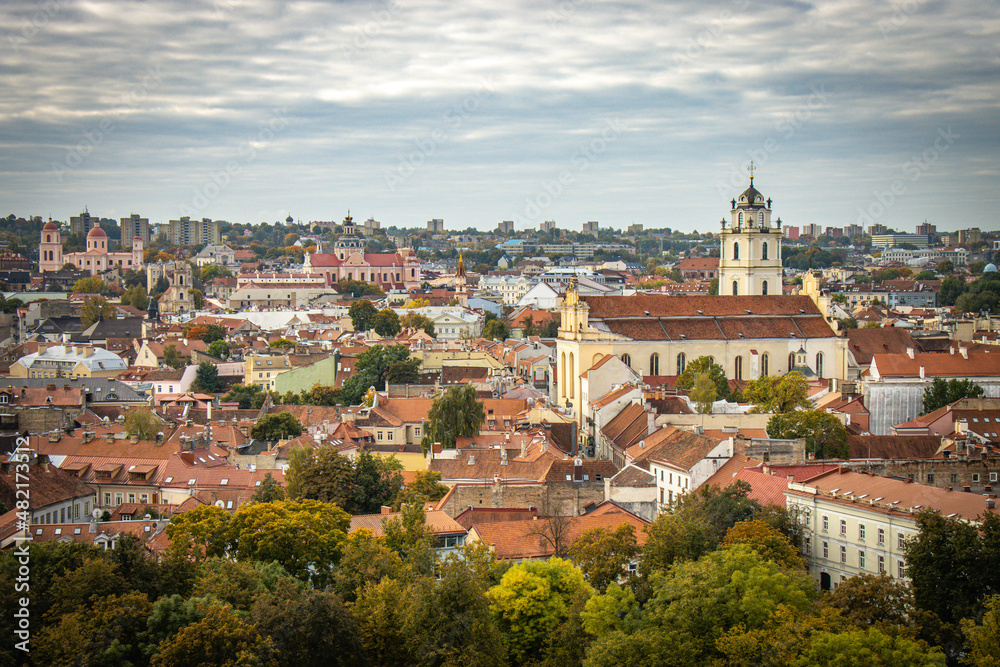 view from above, vilnius, lithuania, baltic countries, baltics, europe, autumn