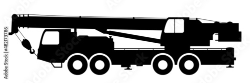 The crane Silhouette on a white background.